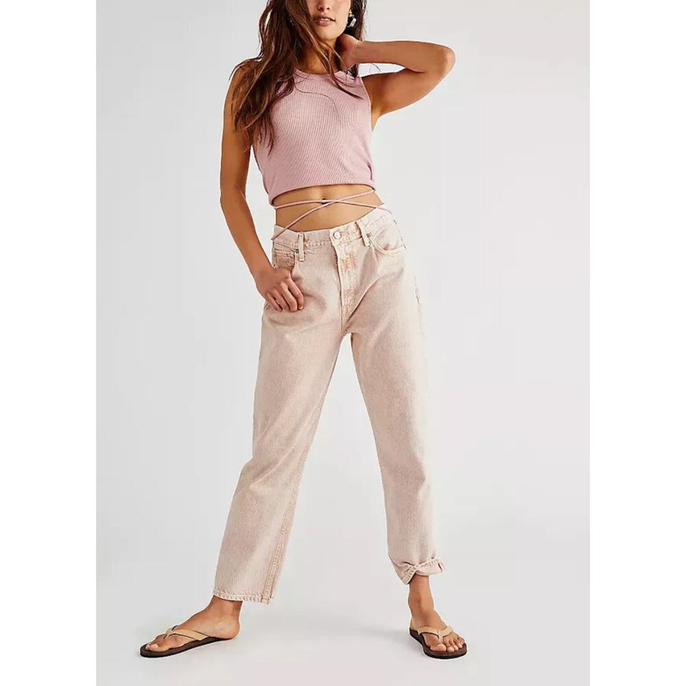 Citizens of Humanity Daphne Cropped Raw Hem Jeans in Cactus Bloom Pink Size: 32